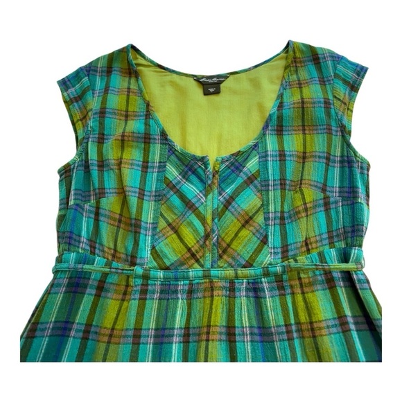 Eddie Bauer Plaid Dress Teal Blue, Green and Purple - Size 6 - Picture 3 of 10